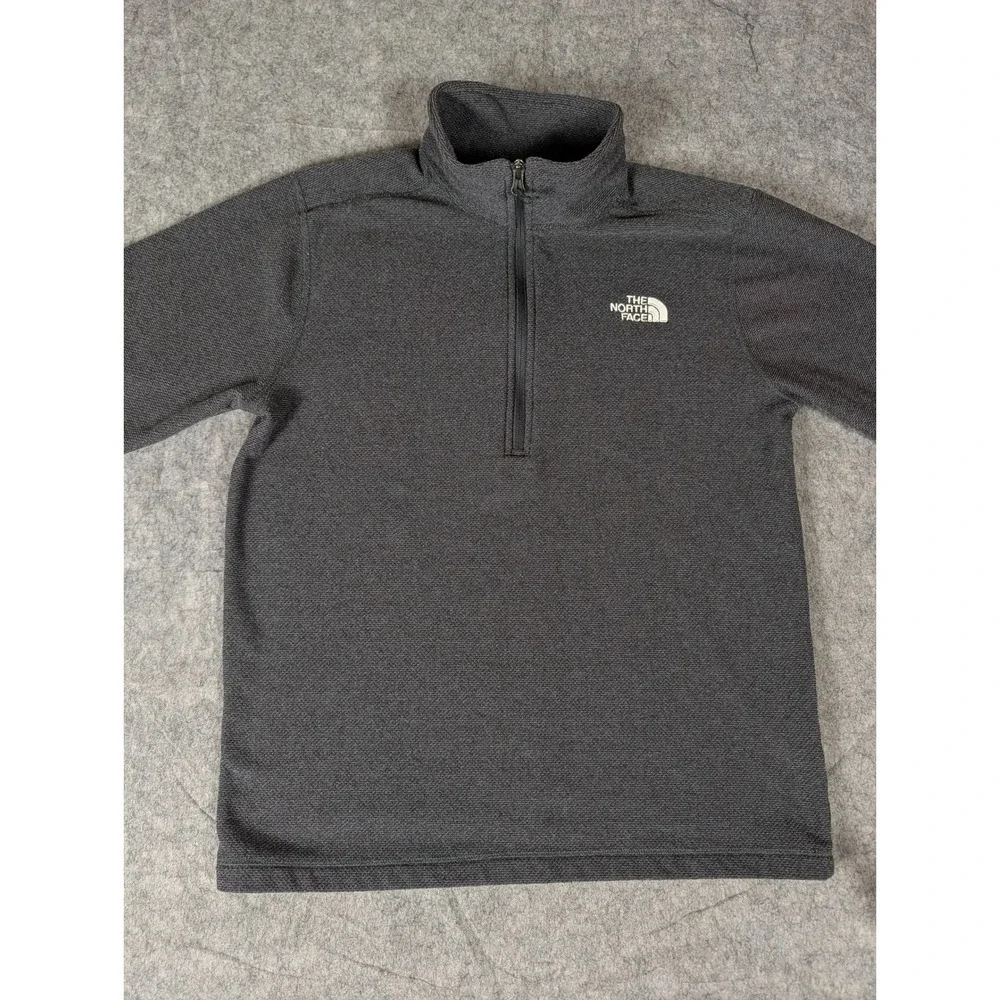 The North Face Mens Quarter Zip Pullover Charcoal Grey Textured Fleece Jacket M